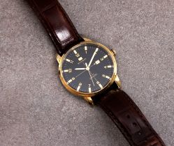 Tommy Hilfiger Men's Gold-Tone Watch with Brown Leather Strap