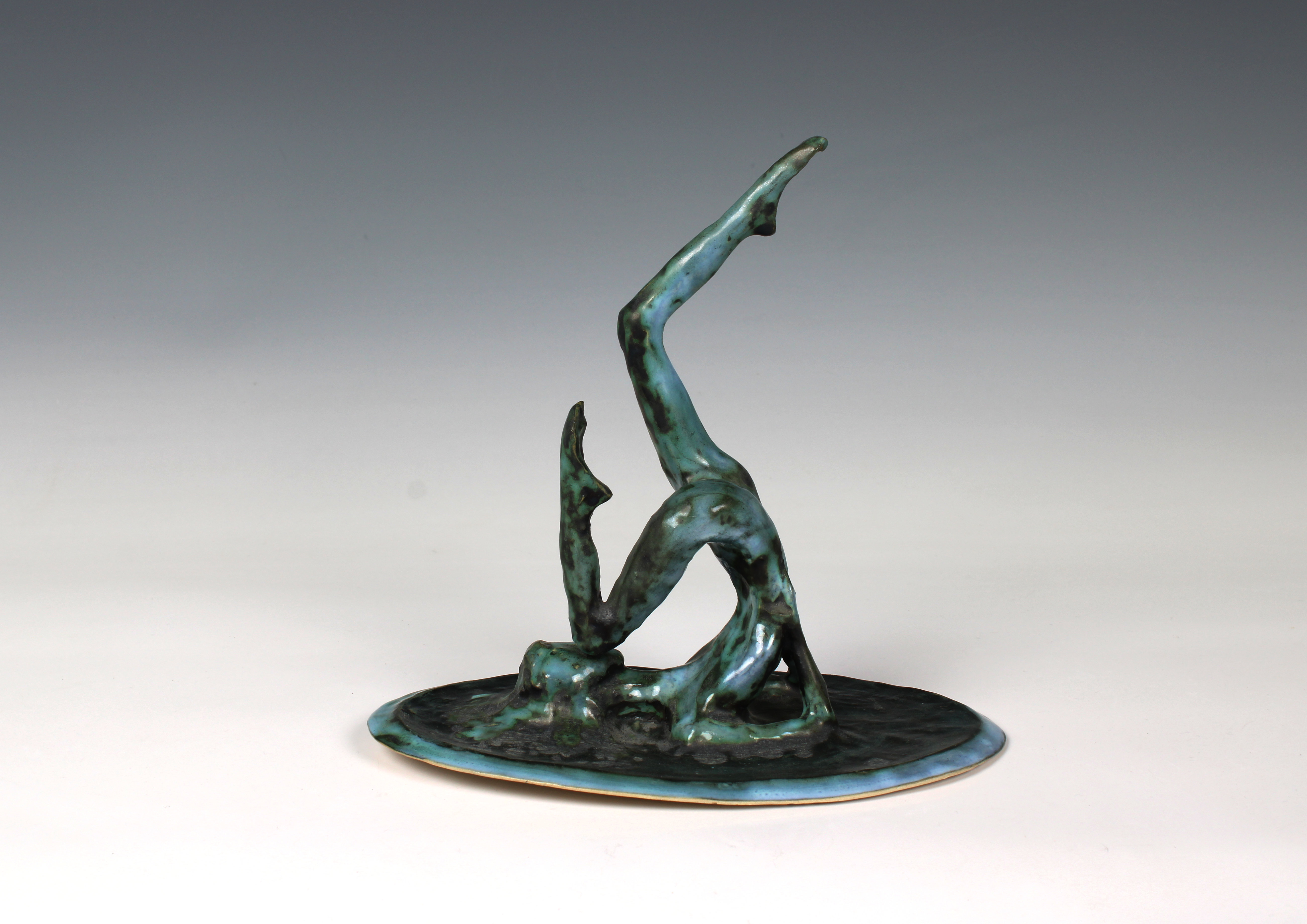 Elizabeth Ann Macphail (1939-89) glazed sculpture featuring a stylised figure doing exercise - Image 3 of 7