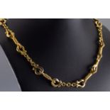 A 9ct yellow gold shackle and rope twist design necklace