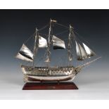 An Italian silver & parcel gilt model of H.M.S Victory 1765