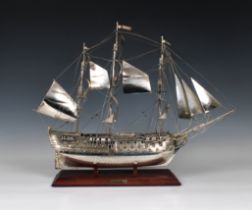 An Italian silver & parcel gilt model of H.M.S Victory 1765