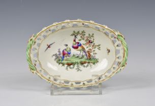 A Worcester First Period porcelain pierced oval basket