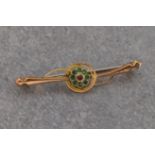 A 9ct yellow gold floral bar brooch