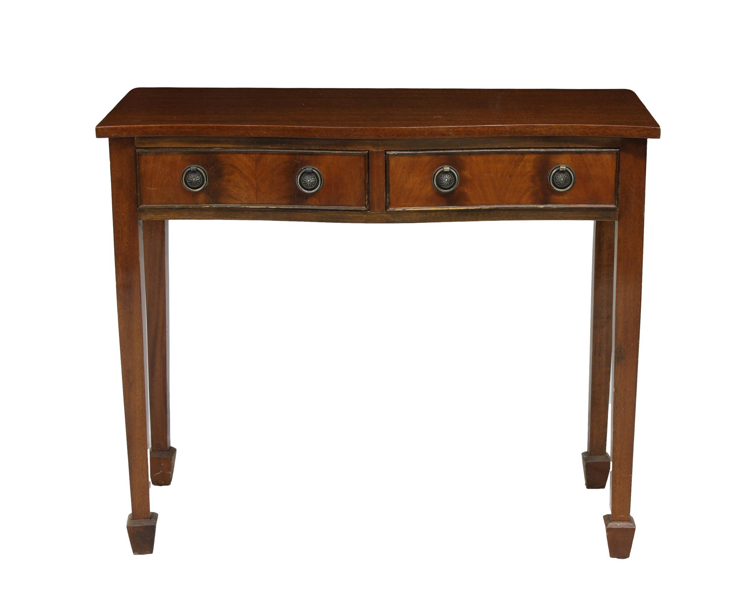 An early 20th century mahogany serpentine console table