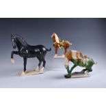 Three Chinese Tang style pottery horses, 20th century