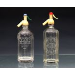 Jersey clear glass soda syphons - two variants