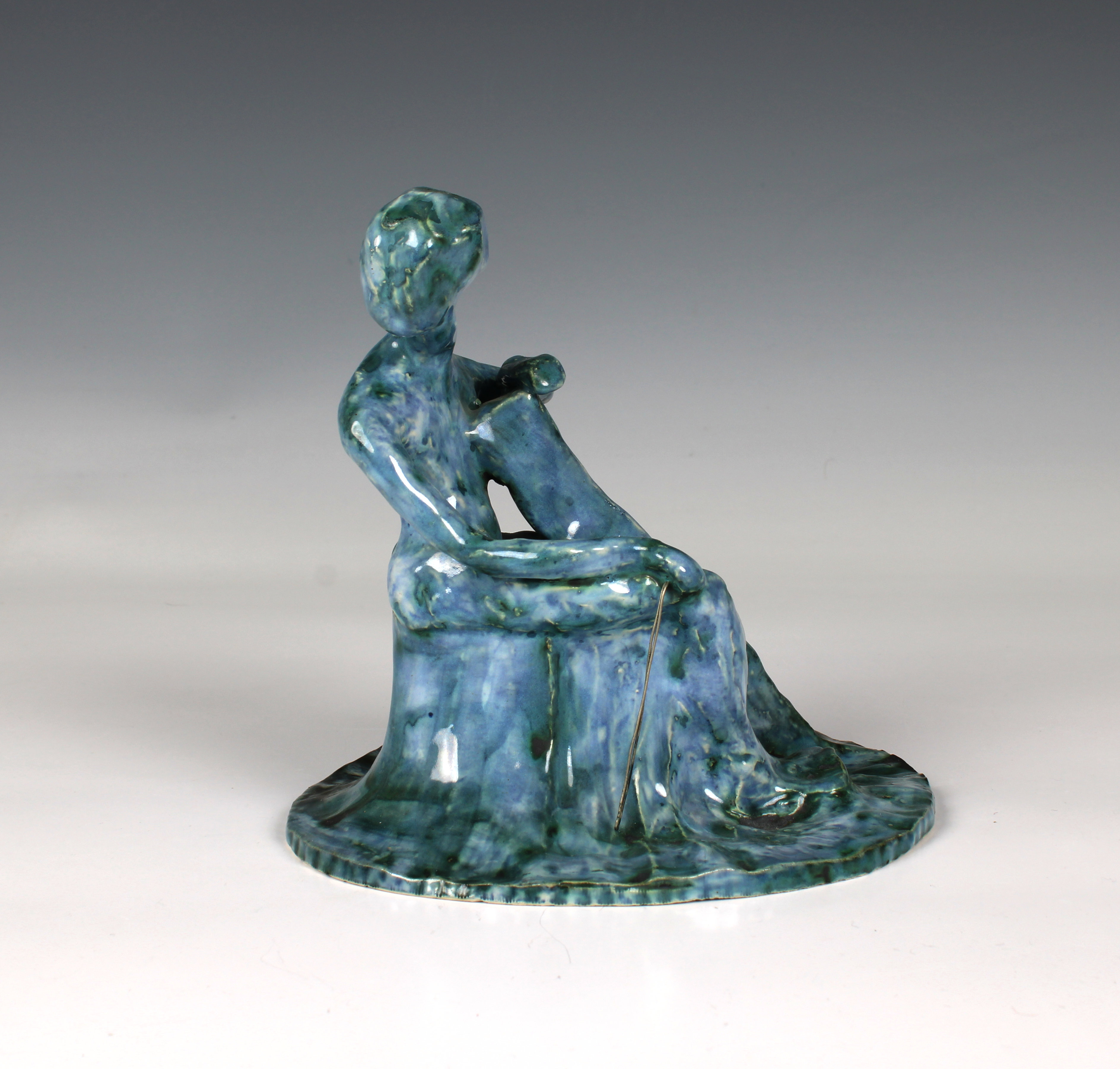 Elizabeth Ann Macphail (1939-89) A blue / turquoise glazed musician with cello type instrument - Image 4 of 5