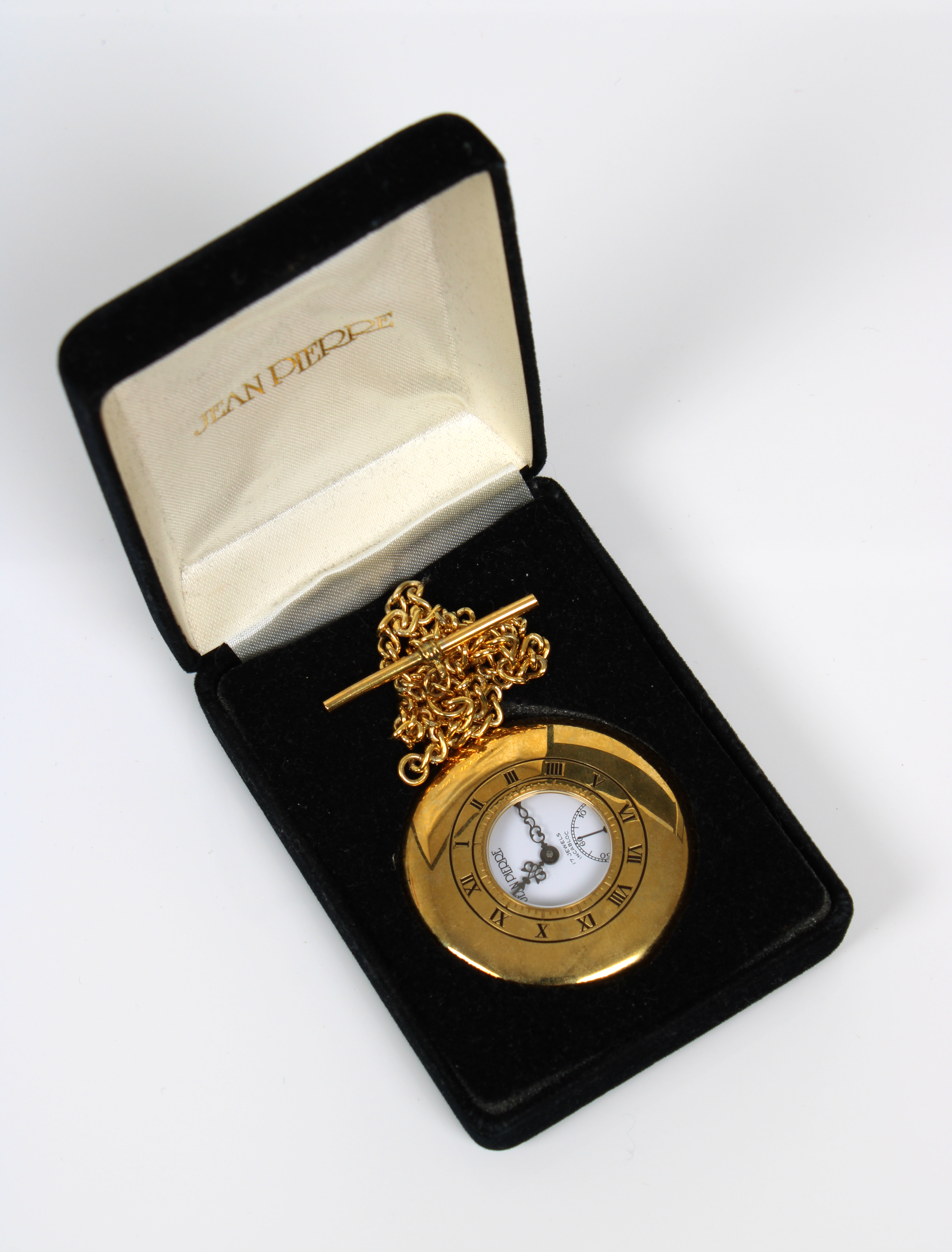 A Jean Pierre of Switzerland gold plated half hunter pocket watch and chain - Image 4 of 4