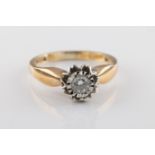 A 9ct yellow gold and diamond solitaire ring