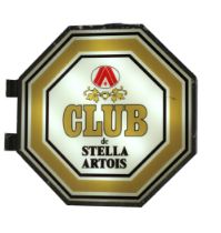 Advertising interest - Vintage octagonal double side illuminated 'CLUB de STELLA ARTOIS' pub sign