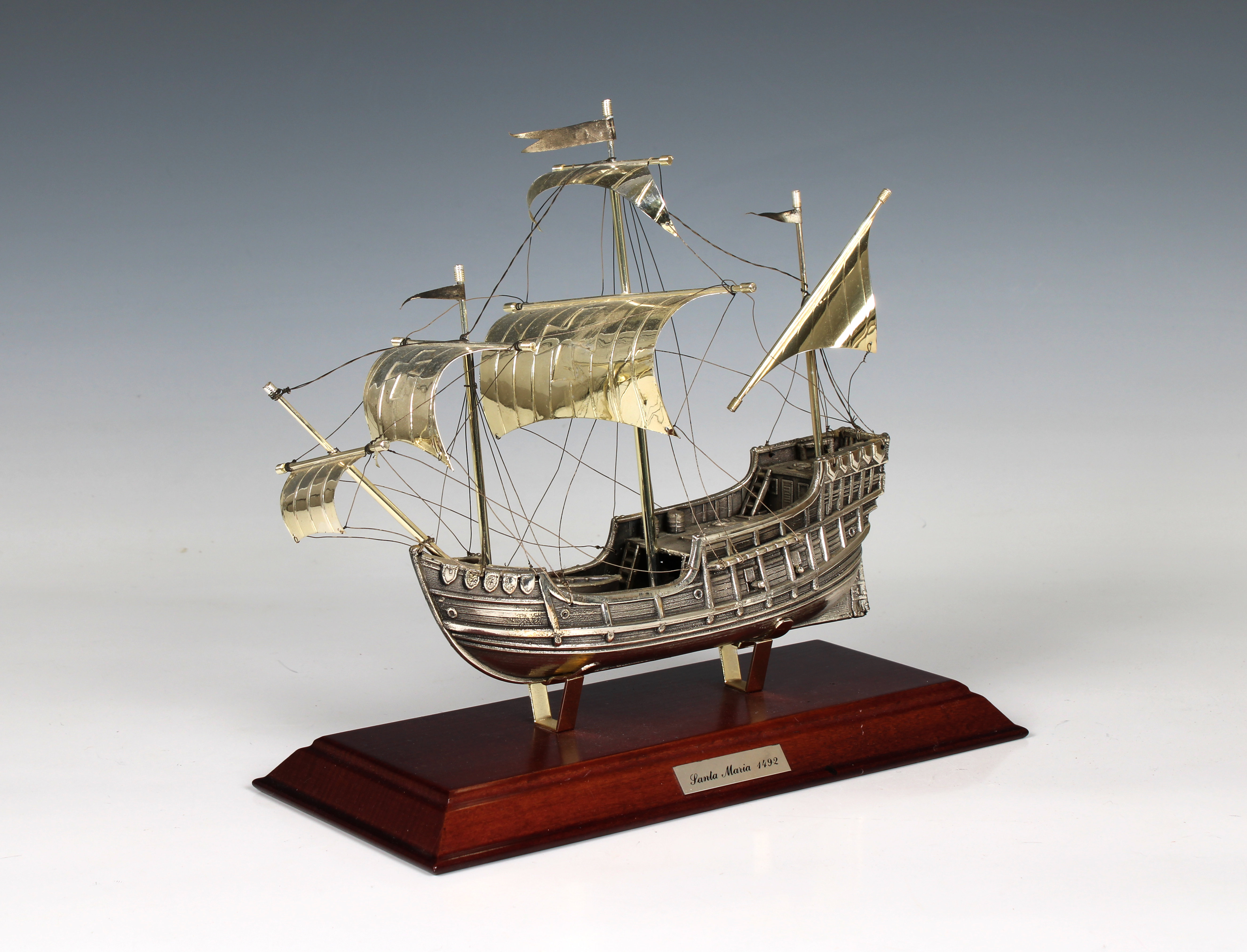 A Silver & parcel gilt model of Santa Maria 1492 - Image 2 of 5