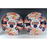 A pair of impressive large Japanese Imari scalloped circular chargers