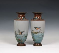 Pair of Japanese cloisonné vases in the manner of Namikawa Sosuke (1847-1910)