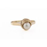 A 14ct yellow gold and pearl ring