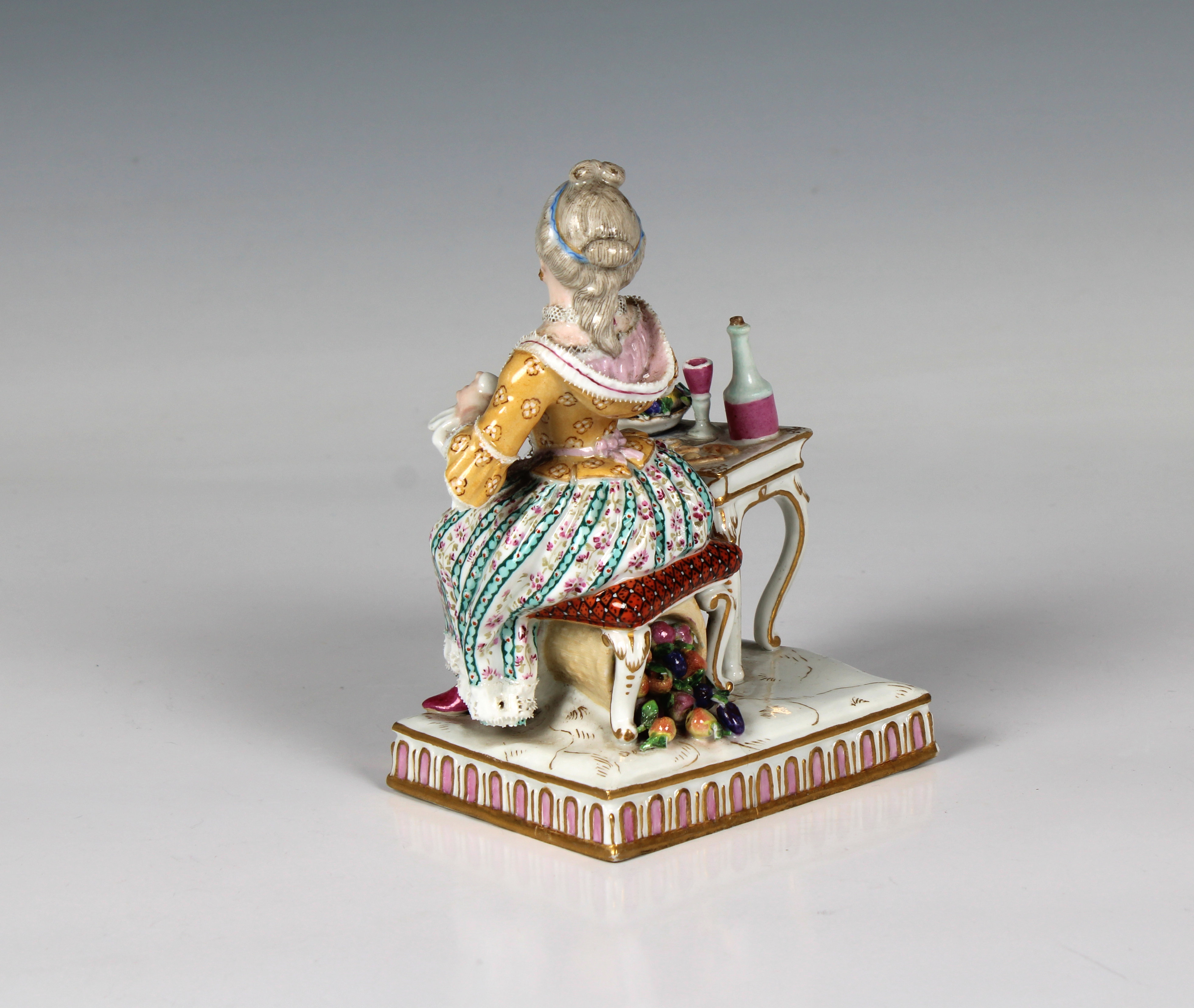 A Meissen porcelain figure of a seated lady taking tea - Image 4 of 5