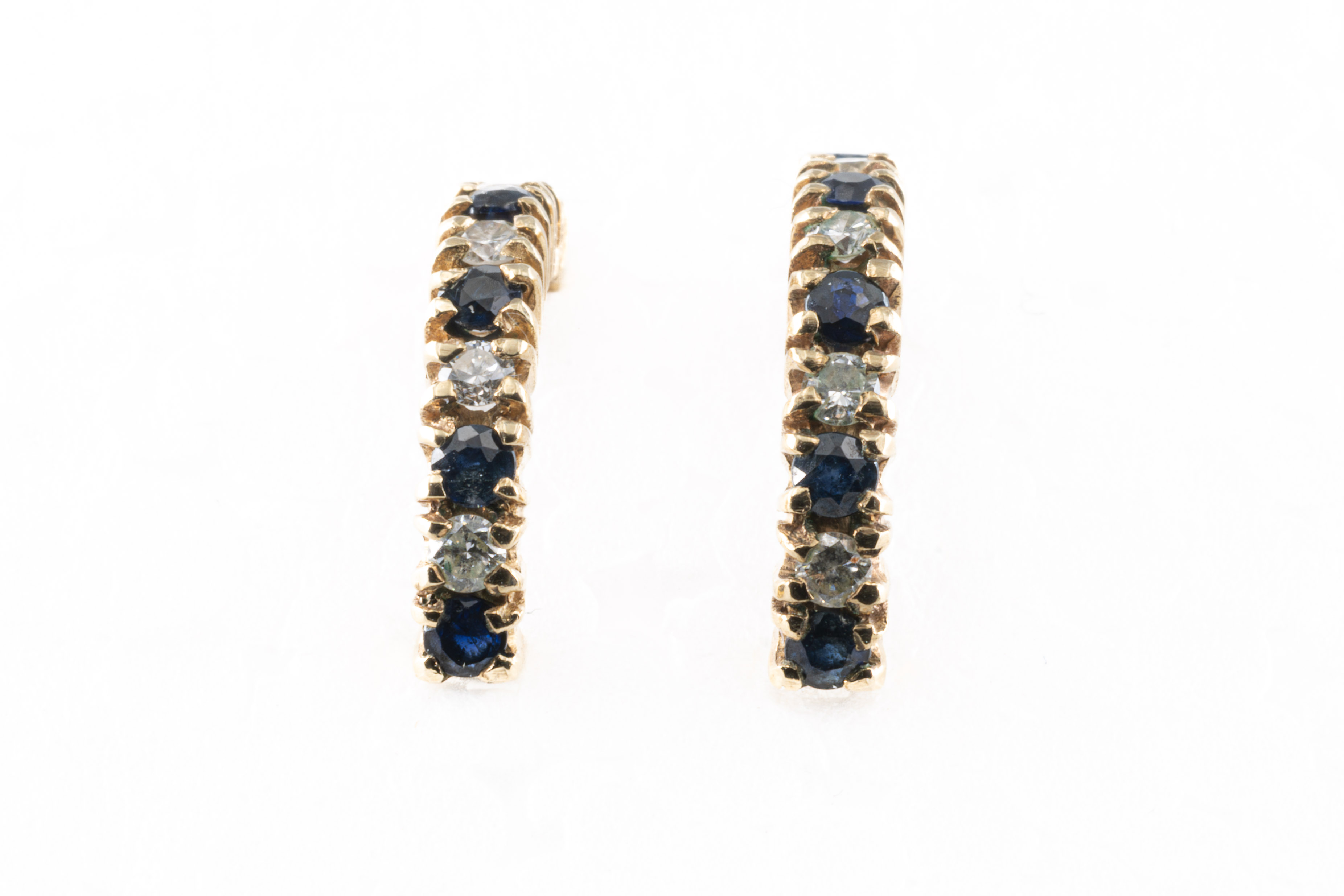 A pair of 9ct gold sapphire and diamond earrings