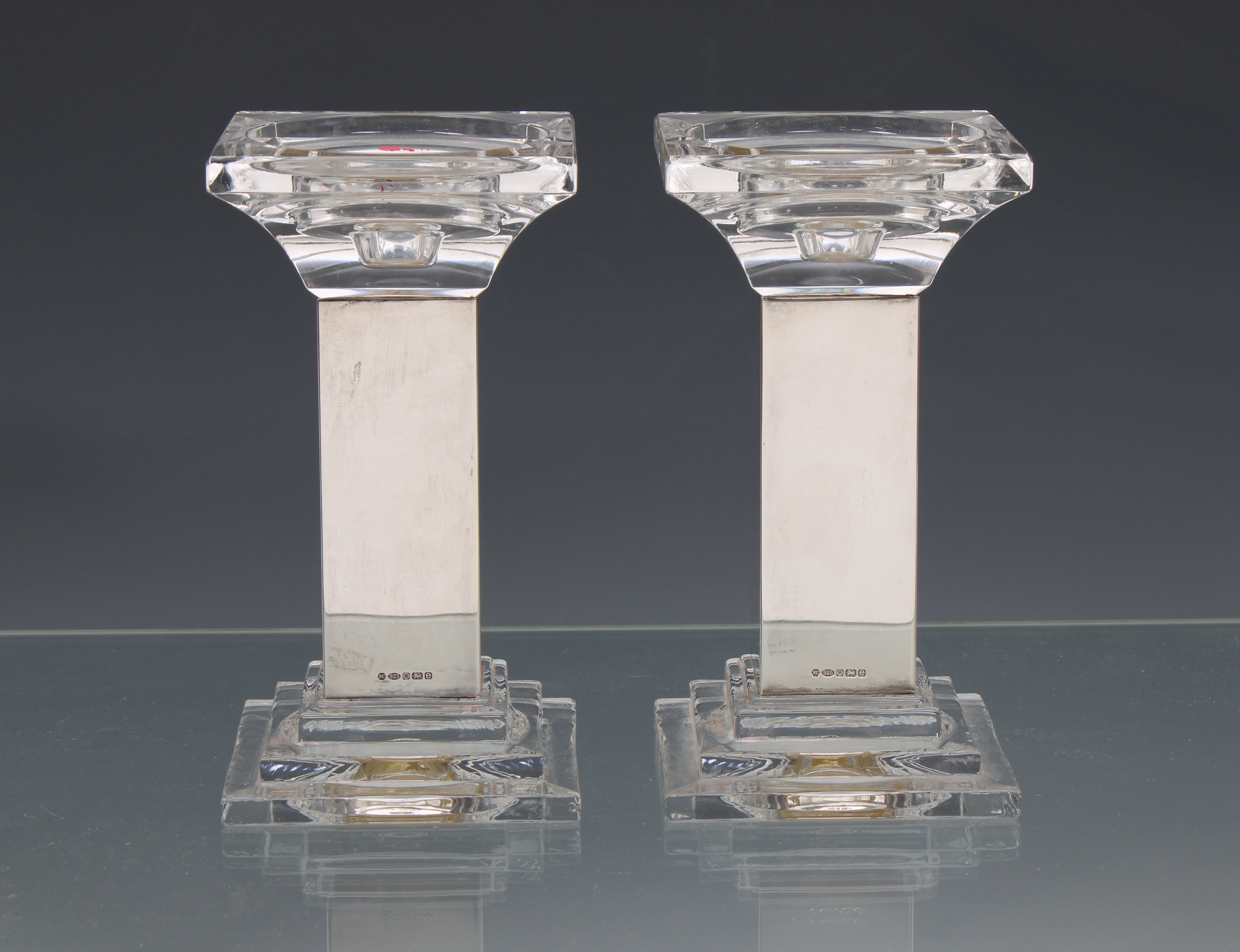 A pair of Elizabeth II Silver Mounted Glass Candlesticks - Image 3 of 3