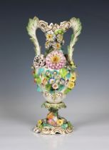 A Coalport Coalbrookedale porcelain two handled vase, circa 1840