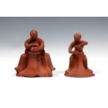 Elizabeth Ann Macphail (1939-89) Two unglazed sculptures depicting potters at a wheel