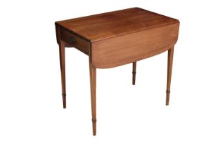An American inlaid mahogany Pembroke style table by Peter Engel Inc., NY
