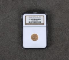 A 1984 Isle of Man Gold Tenth Oz (1/10) Angel coin - NGC graded