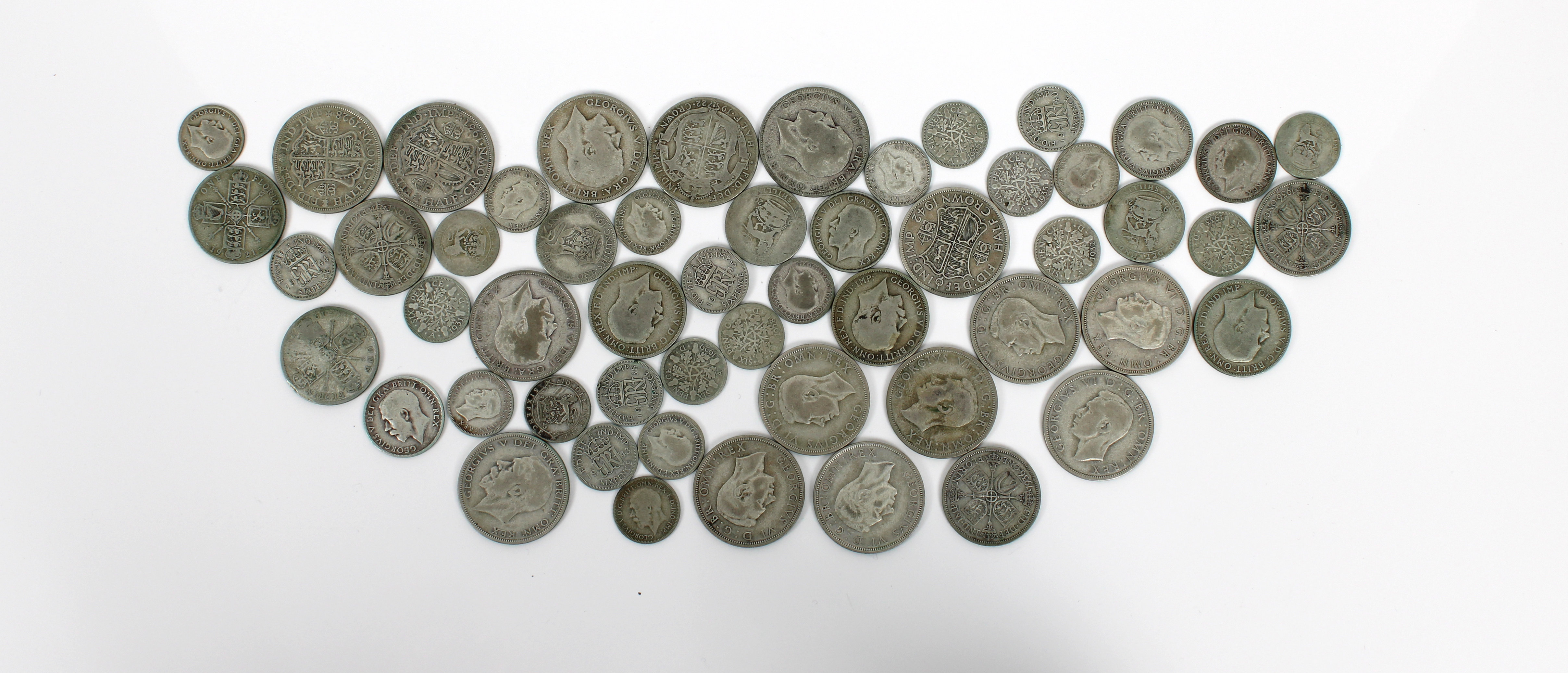 A collection of vintage / antique .50Ag silver coinage
