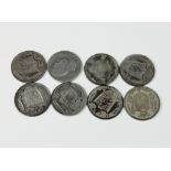 Eight silver William IV Half Crowns