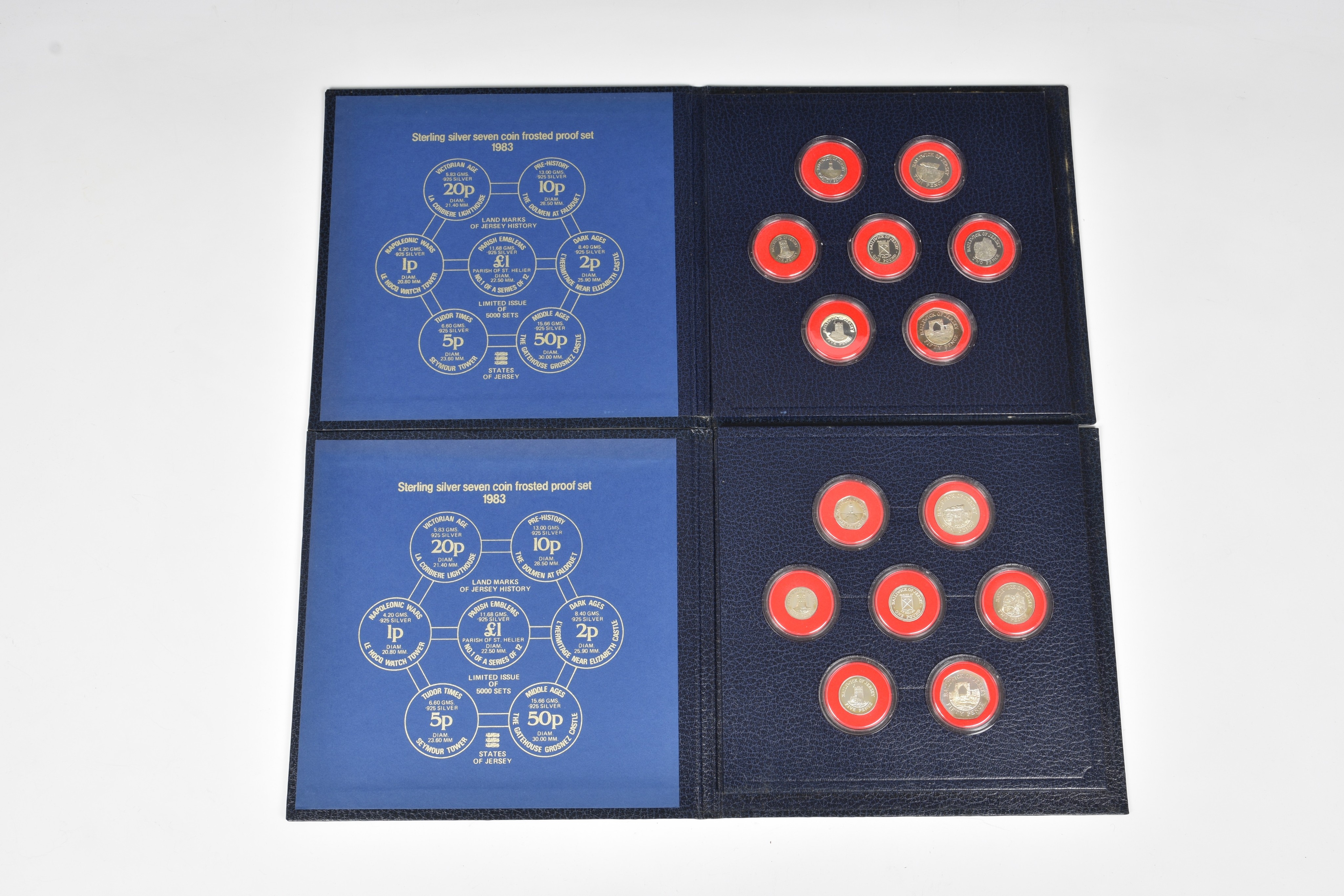 Two States of Jersey seven-coin silver frosted proof sets - Image 3 of 3