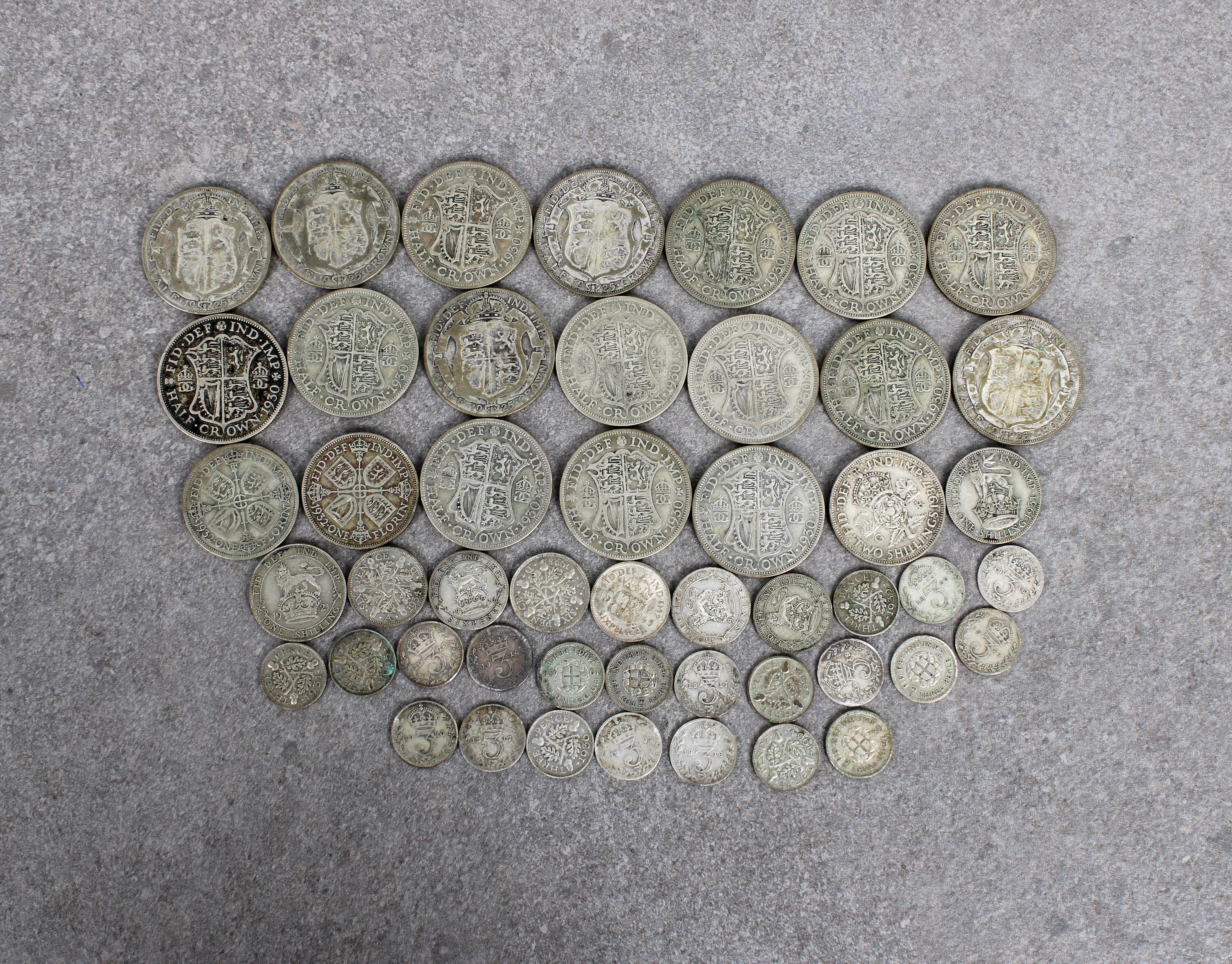 A collection of silver coinage 50% Ag