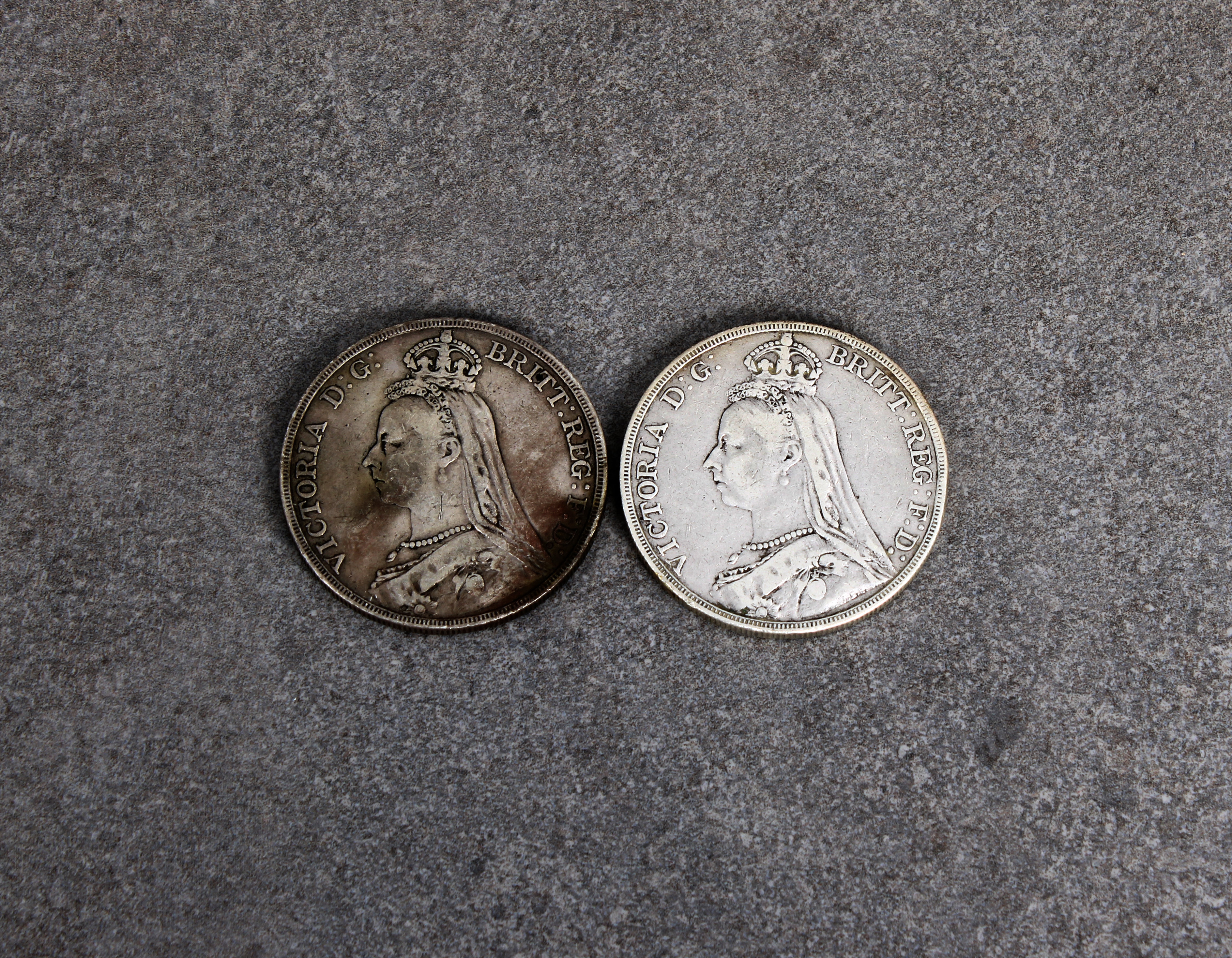 Two 1889 Victorian silver Jubilee Head Crowns. (2) - Image 2 of 2