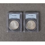 Two 1878-S Morgan Dollars - PCGS graded
