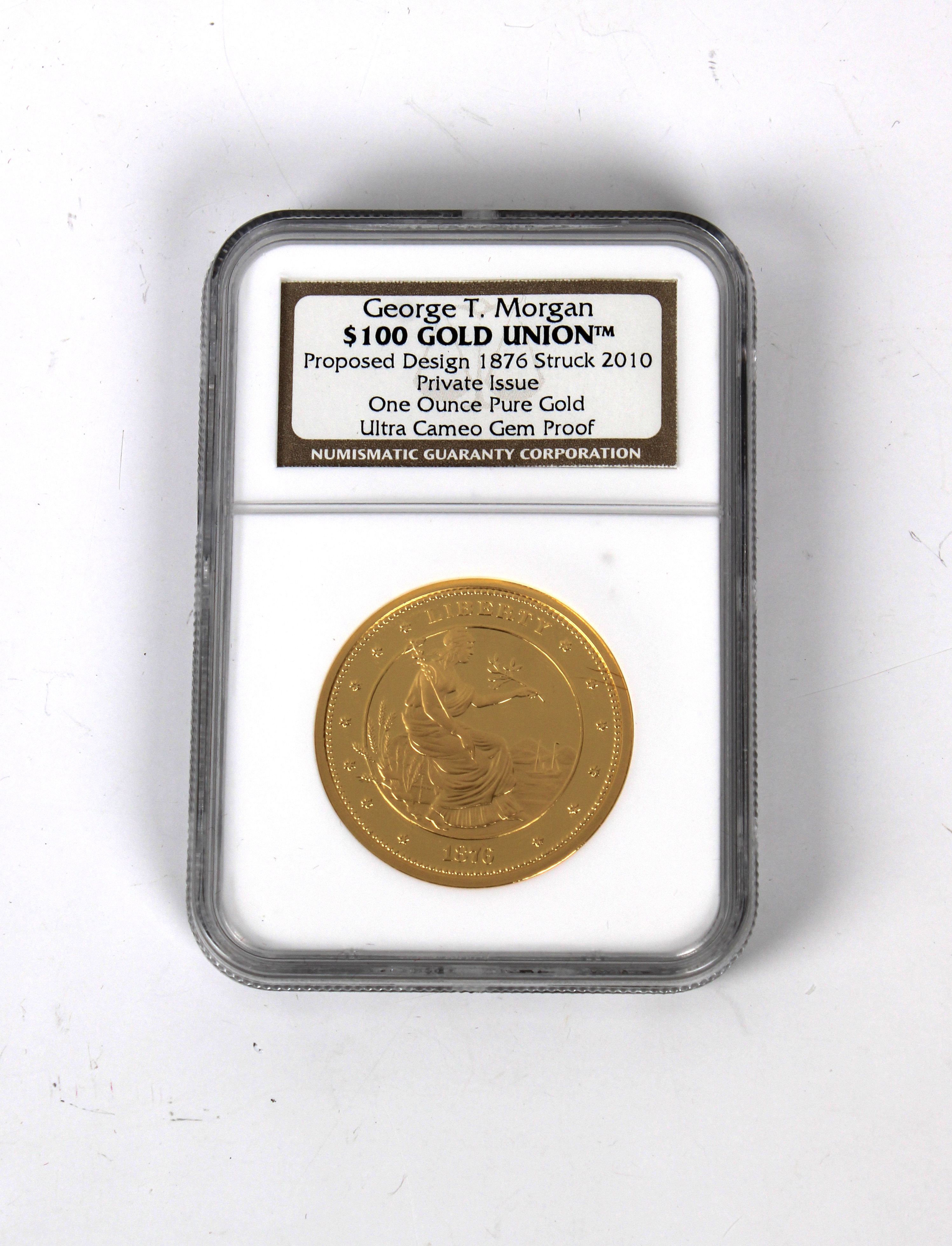 A very rare George T. Morgan $100 Gold Union 2010 Ultra Cameo Gem Proof coin - NGC capsulated - Image 2 of 3