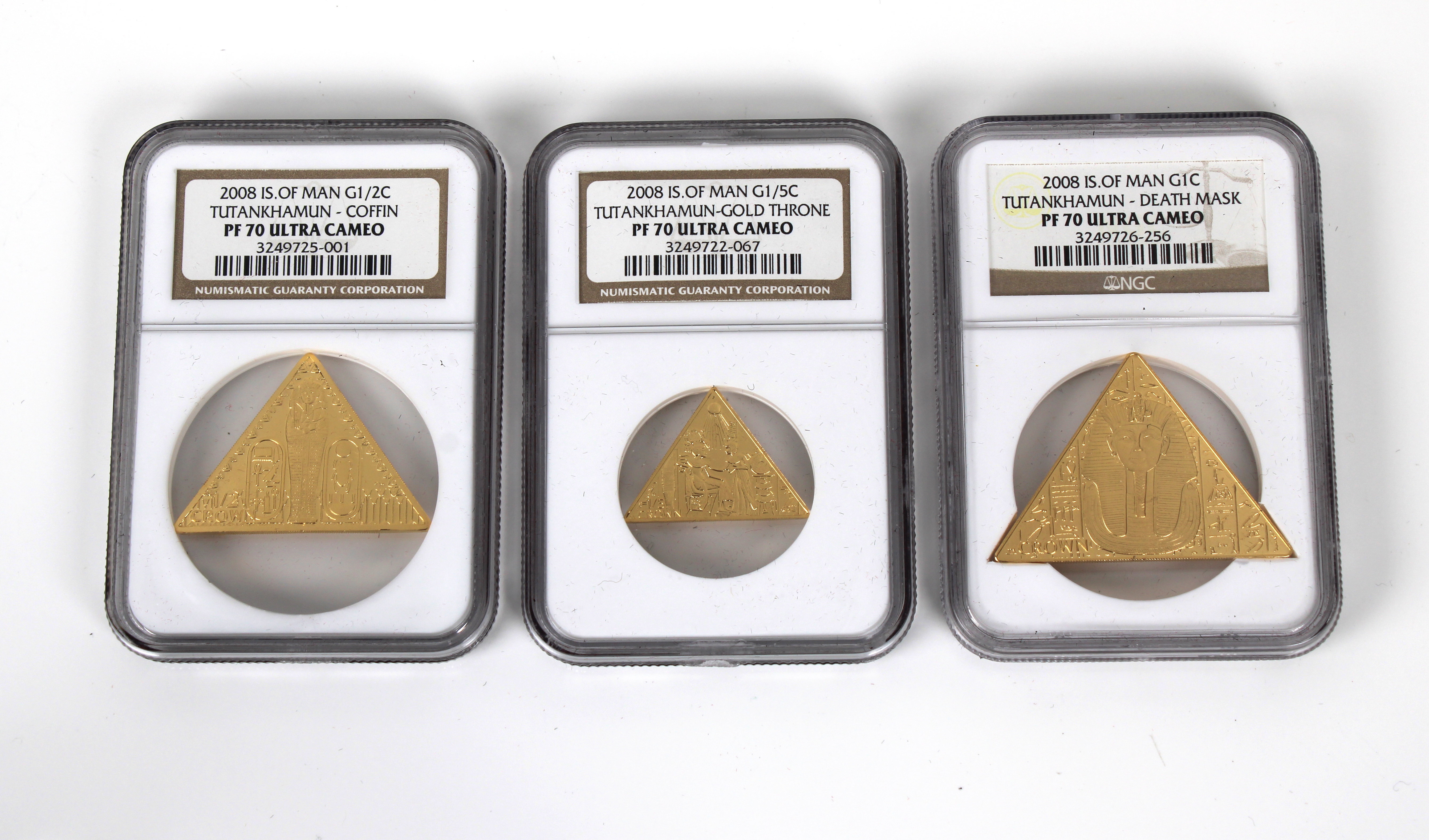 A 2008 Tutankhamun three piece gold crown set - NGC graded - Image 2 of 3