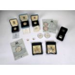 A collection of silver commemorative coins