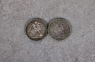 Two 1902 Edward VII silver Crowns. (2)