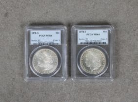 Two x 1878-S Morgan Dollar series: 52 coin: 3 - PCGS graded