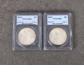 Two x 1878-S Morgan Dollar series: 52 coin: 3 - PCGS graded