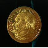 A Winston Churchill 22ct gold medallion