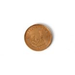 A South Africa 1976 Full 1oz fine gold Krugerrand coin.