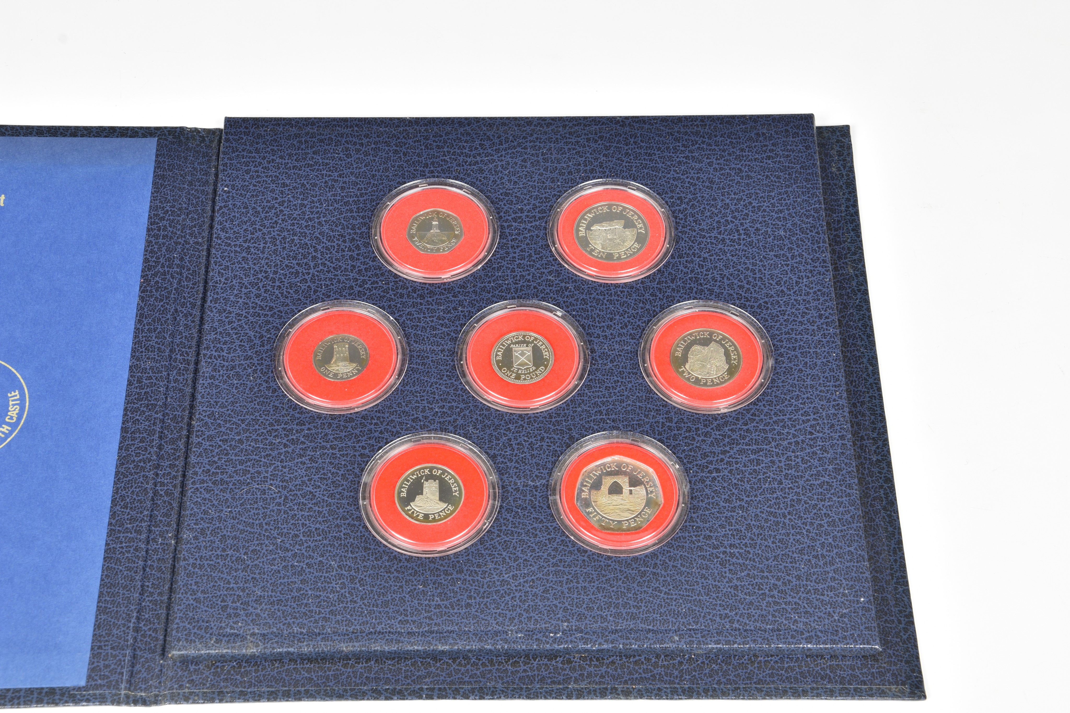 Two States of Jersey seven-coin silver frosted proof sets - Image 2 of 3