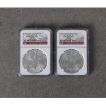 Two x Eagle 25th Anniversary 2011 Eagle S$1 Early Releases - NGC graded