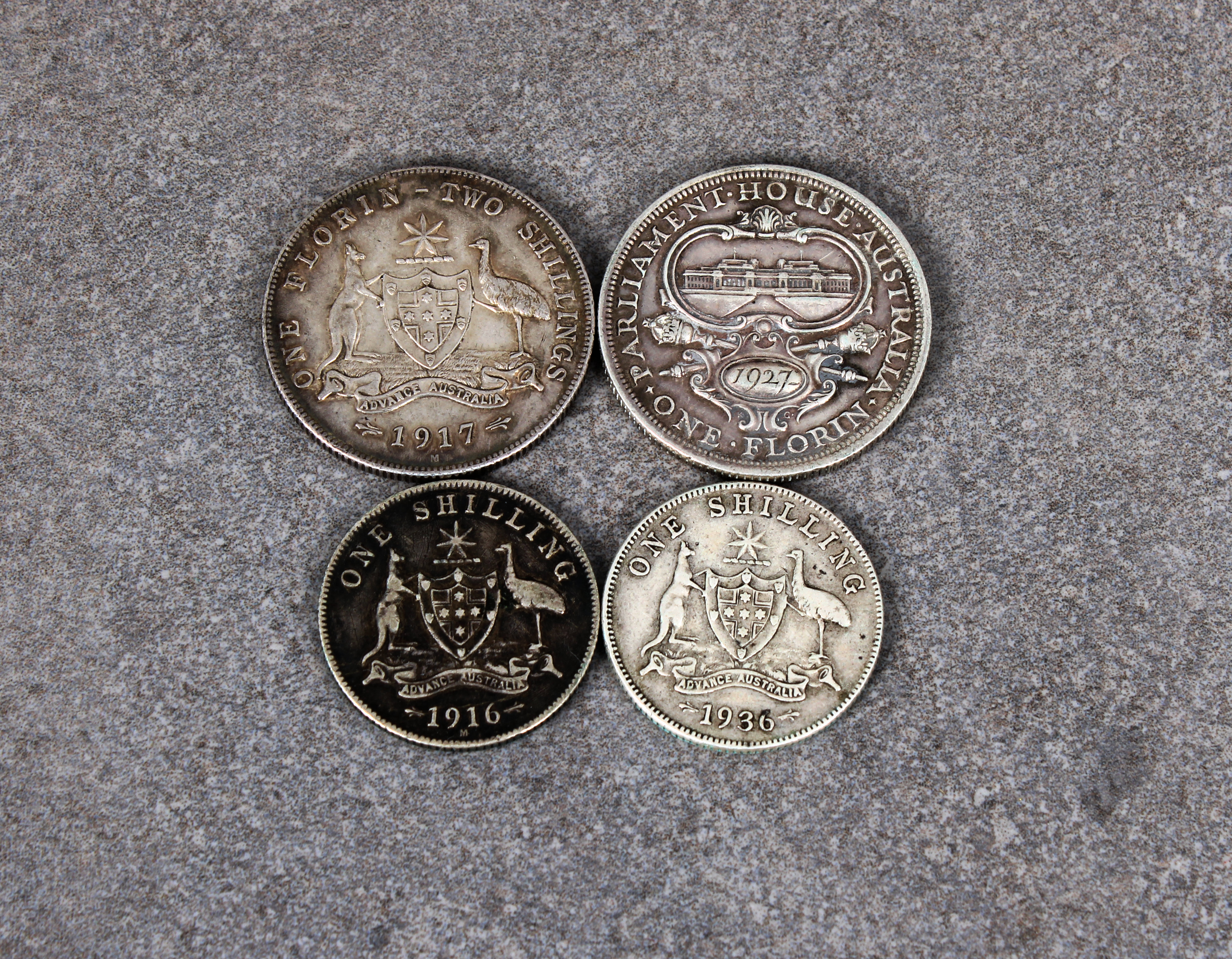 Four Australian silver coins