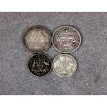 Four Australian silver coins