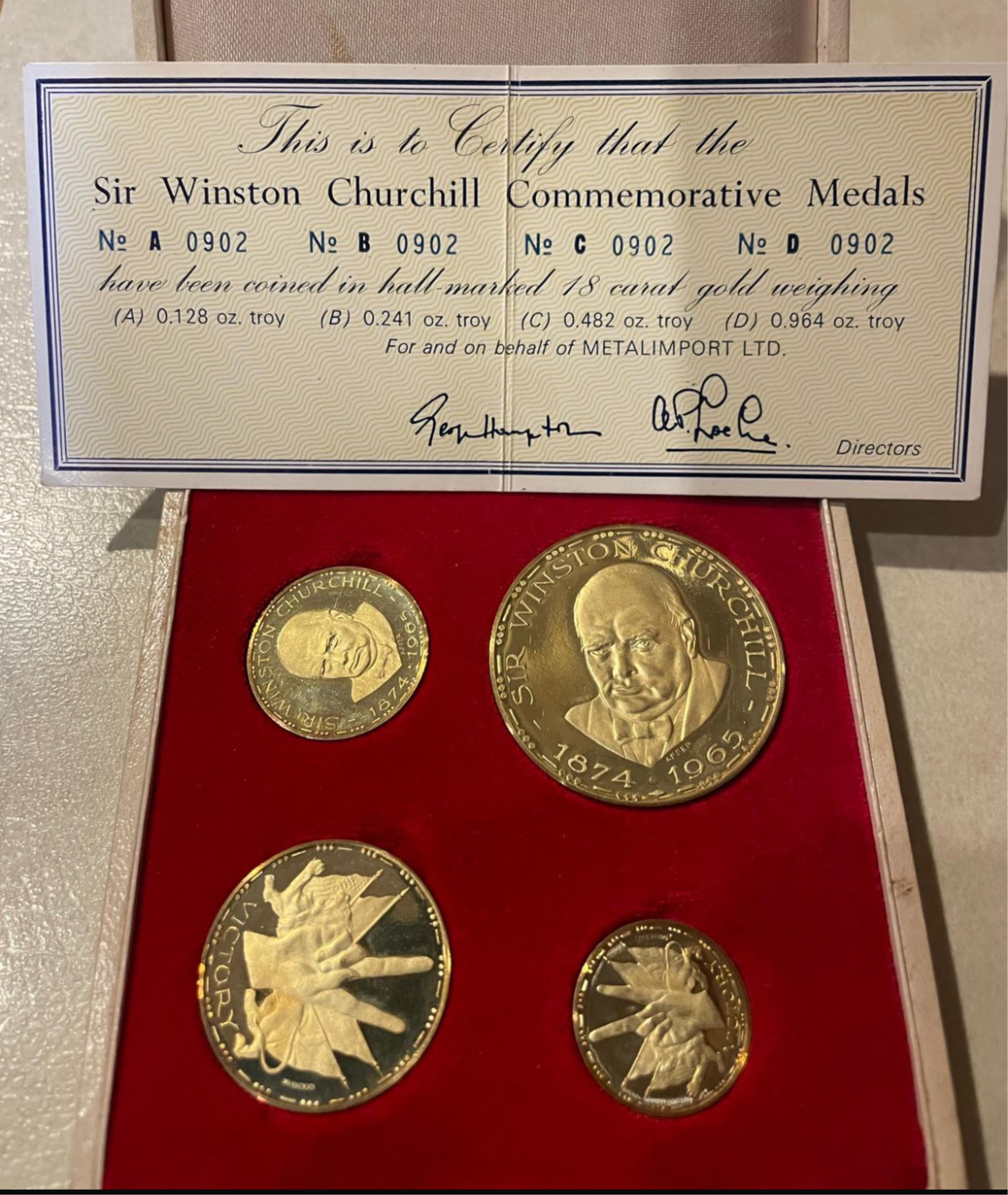 A set of four Sir Winston Churchill 18ct Gold Commemorative Medals