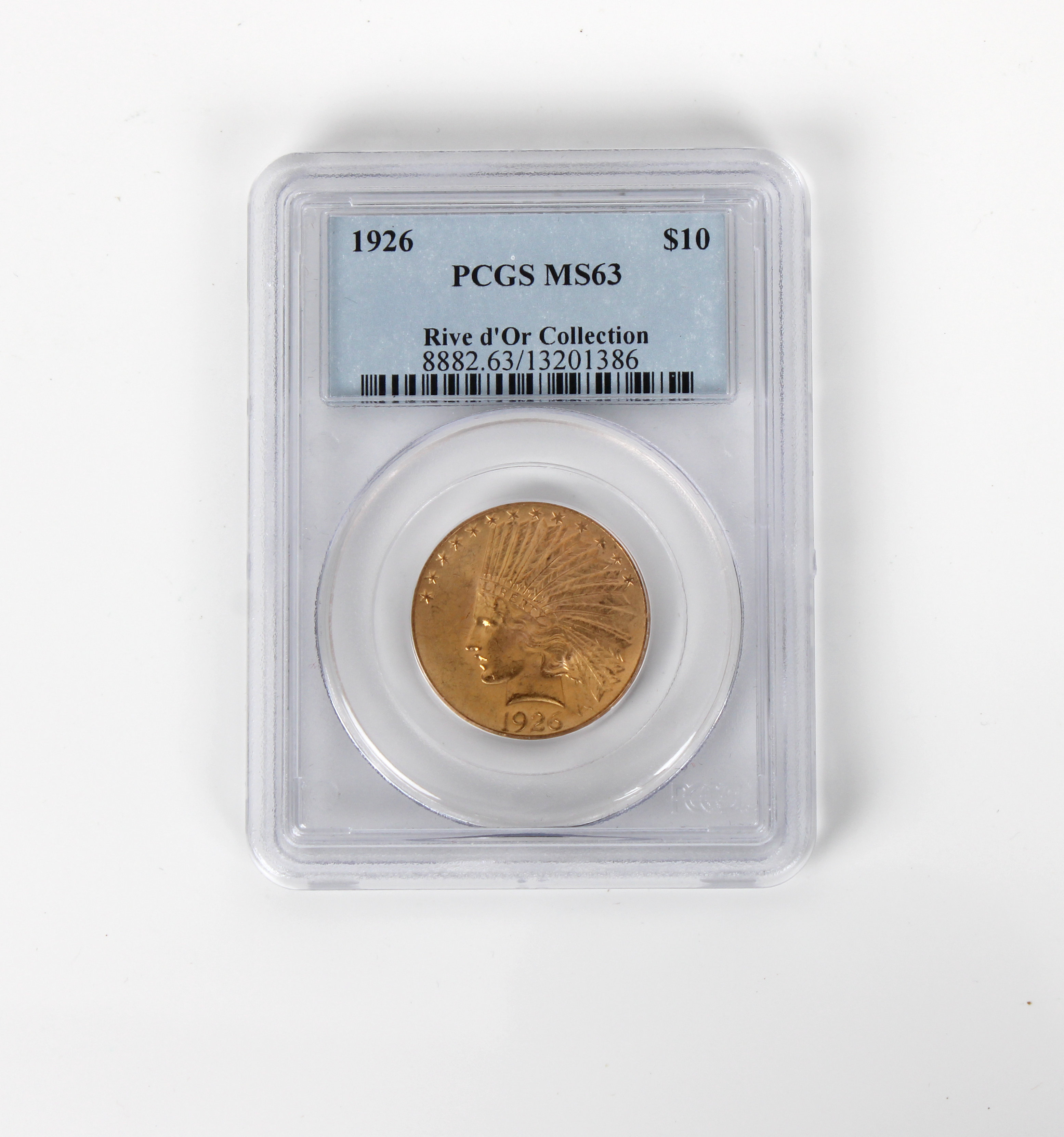 The United States of America 1926 Indian Head Eagle (Rive d'Or Collection) Ten Dollars ($10) Gold co