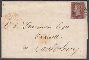 STAMPS 1841 four margin Penny Red on entire from Mold to Canterbury 23rd July 1841