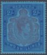 STAMPS 1938-53 GVI 2/- purple & blue/deep blue, with 'gash in chin'