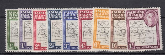 FALKLAND DEPENDECIES, 1948 GVI 'thin map' lightly M/M set