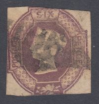 STAMPS 1847 6d Embossed cut close with one margin