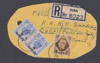 STAMPS : Persian 1952 Registered Air Mail "sample bag" tag